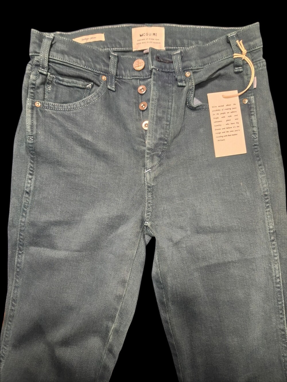 MCGUIRE DENIM "Vintage Slim" Jeans – Teal/Blue-Grey BNWT